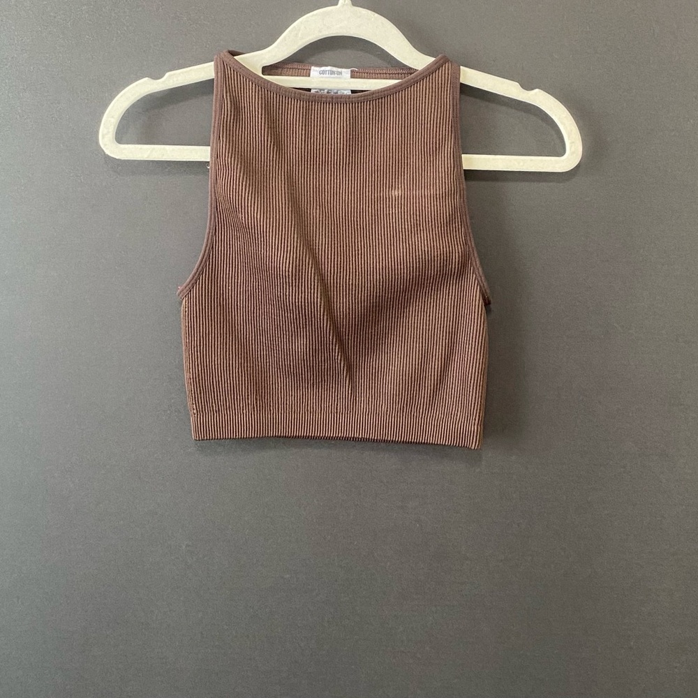 Cotton On Brown Ribbed Tank Top Size XS/S